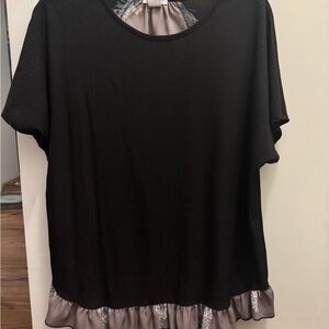 Elegant Black and Gray Short Sleeve Women's Top